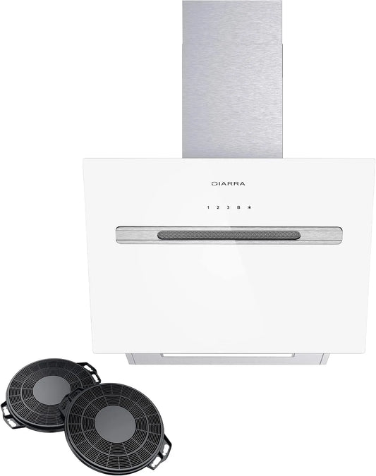 CIARRA CBCS6736G CBC6736G, Nástěnné digestoře, A + + + bezhlavý rozsah kapoty Sklopený kapota 60 cm 700 m3 / h s operací Wi-Fi, Černá / stříbrná