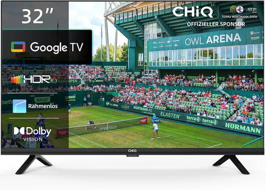CHiQ DVB-T2/S2/C L32G7V, Televizory, TV, 32 palcová TV, HD Smart TV, Google TV, Google Assistant, HDR, Google Play, Černá, 32G, 7V, 1366x768