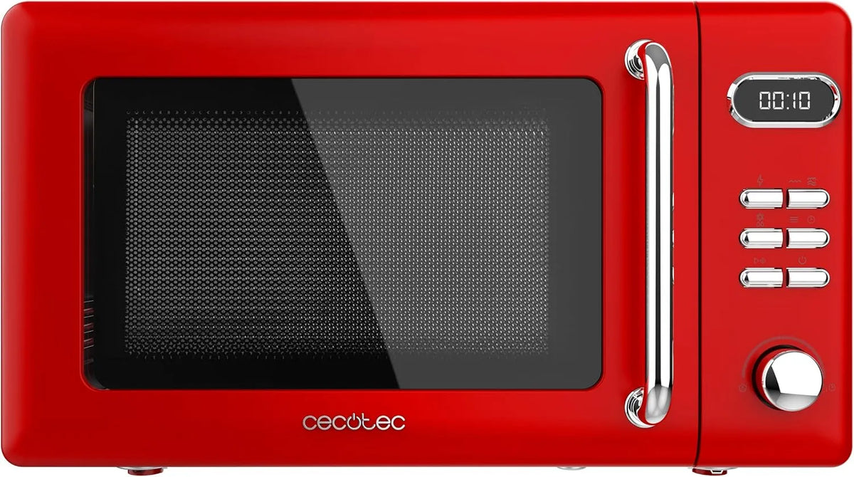 Cecotec, Mikrovlnné trouby s grilem, mikrovlnná trouba s grilem, ProClean 5110 Retro Red, 20 L, 700 W, Červená