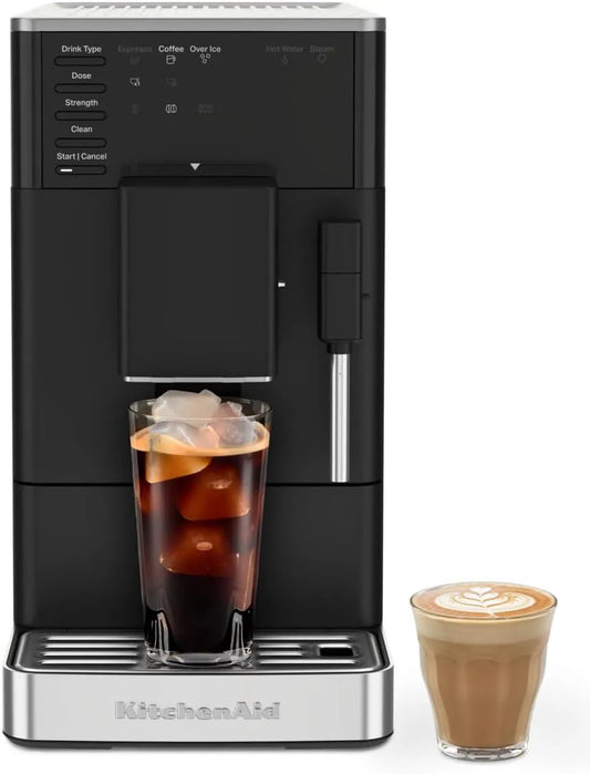 KitchenAid 5KES8452, Stroje na přípravu kávy a espresso, Kuchyňský kávovar KF2 s funkcí ledové kávy, IntelliGrind mlýn, Panello parní, Černá, 1.8l