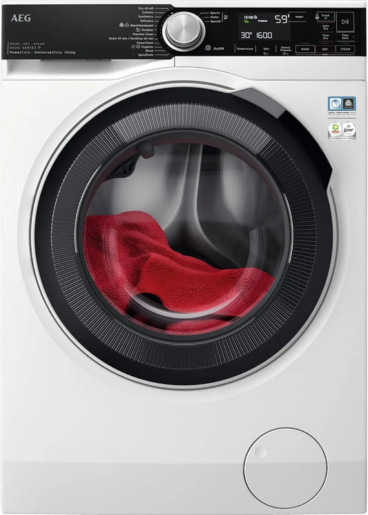 AEG LWR8E80610, Pračky se sušičkou, WIFi Wash Sušička, 11kg Pračka, 7kg Sušení, Series 8000 PowerCare - Nízká teplota, Bílá, 11kg, 7kg, 1 kg