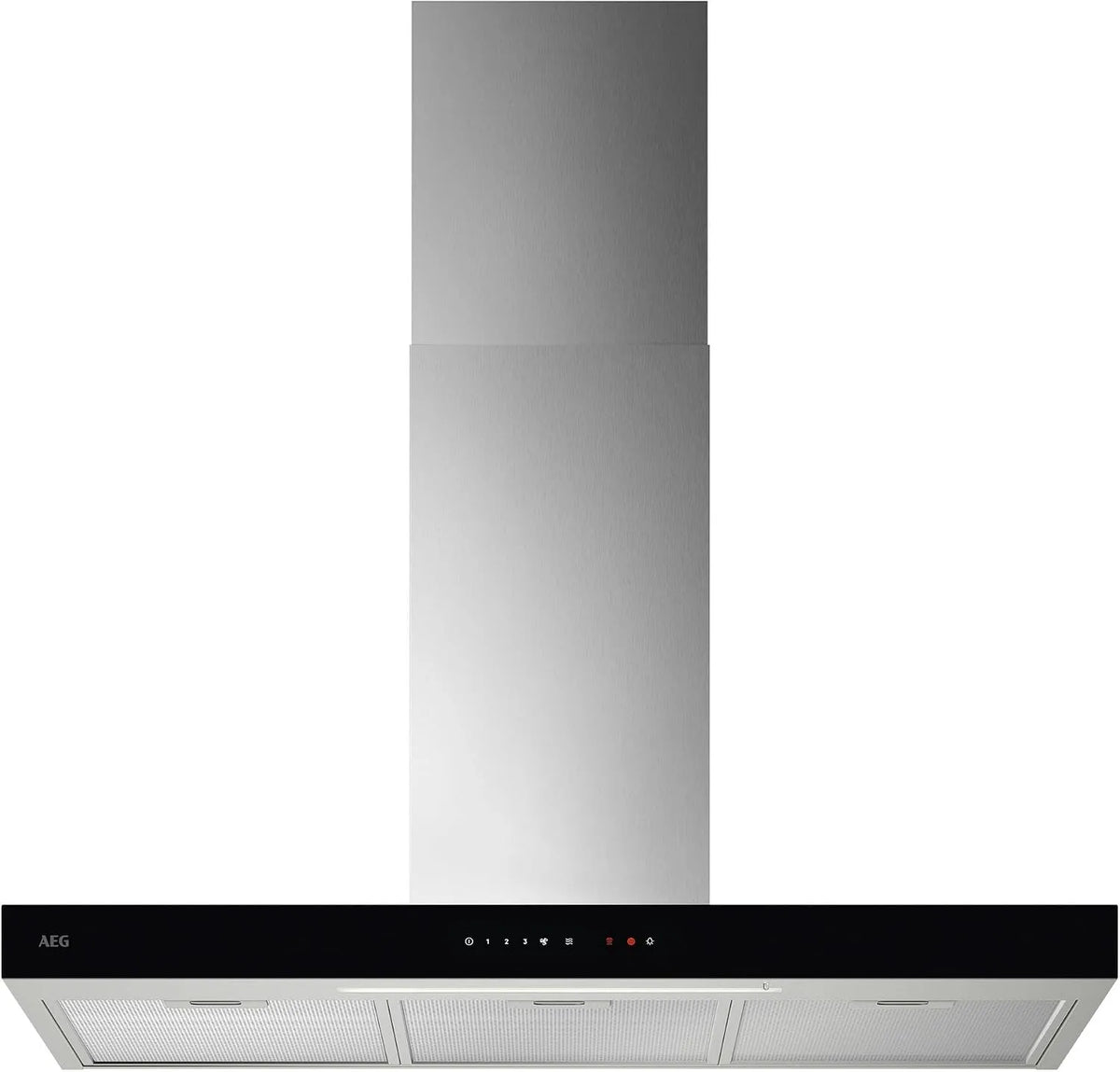 AEG GB67D91HL, Nástěnné digestoře, rozsah 6000 s ventilací funkcí 90cm - Krbová kapota se sklem - Výfukový a, Stříbrná, 90cm, 74 dB