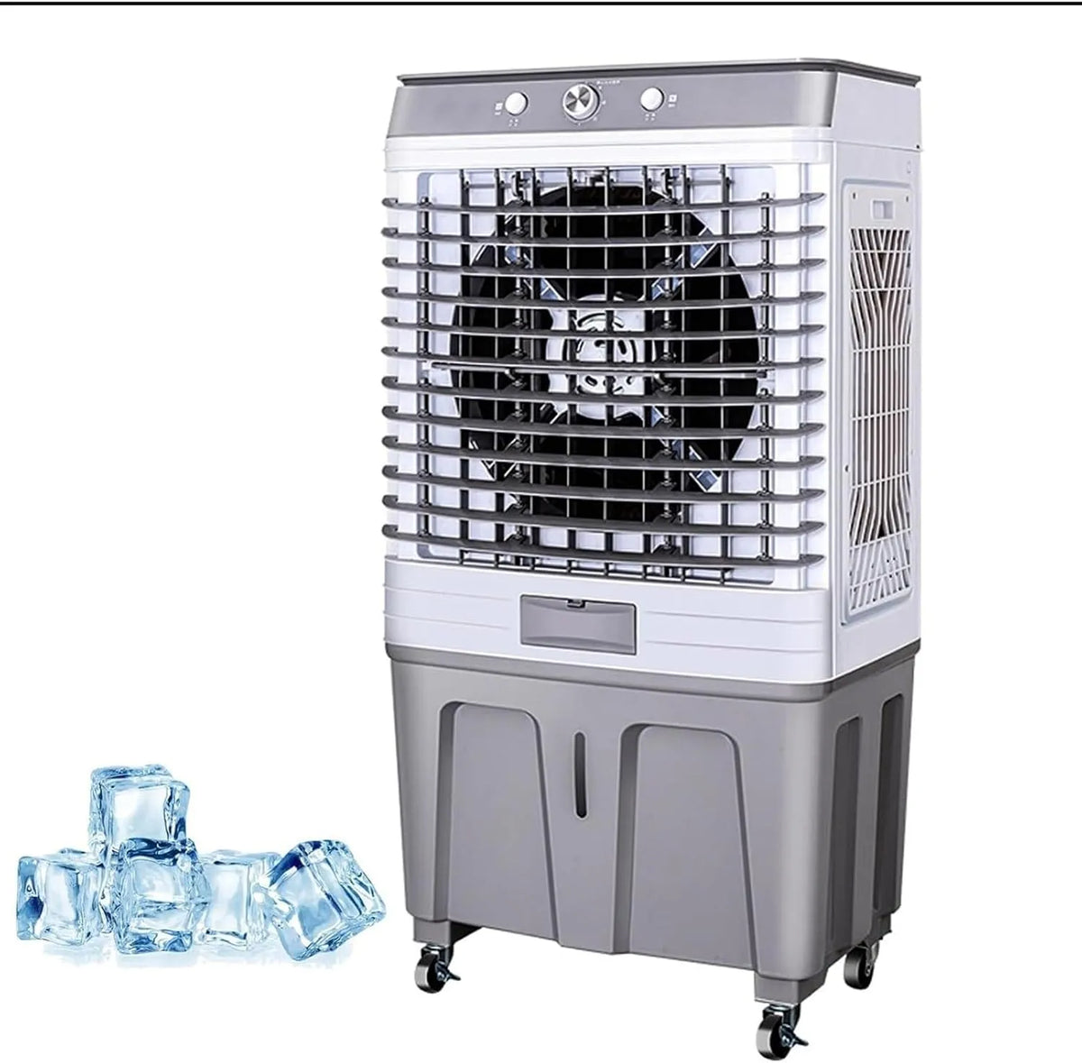 BYFHHHH 60Liter-Wassertank, Mobilní klimatizace, 3 V 1 Přenosný vzduchový kondicionér, odpařovač, 60L vodní nádrž, 120 ° Wide-úhel, Bílá, 60L