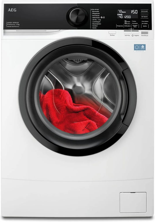 AEG LSR6FA75470, Pračky, pračka kompaktní, 487 mm hloubka, 7 kg, série 6000 ProSense -automatické množství, Bílá, 487 mm, 10 l, 3 kg