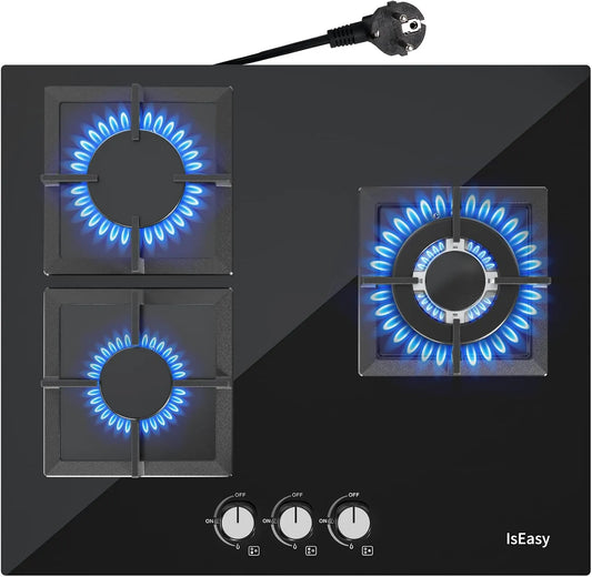 IsEasy, Varné desky, Gas Cooktop Built- v Cooktop Natural Gas Propane Bezpečnost termočlánků, Černá, 10500W, 5 v, 3300W, 2700W
