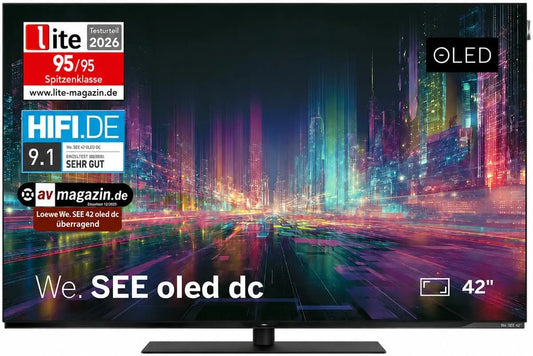 LOEWE, Přenosné televizory, WE. Viz 42 OLED dc, 42 palců Ultra HD Smart TV, dual- channel funkce, Černá, OLED, 120 Hz, 60 W