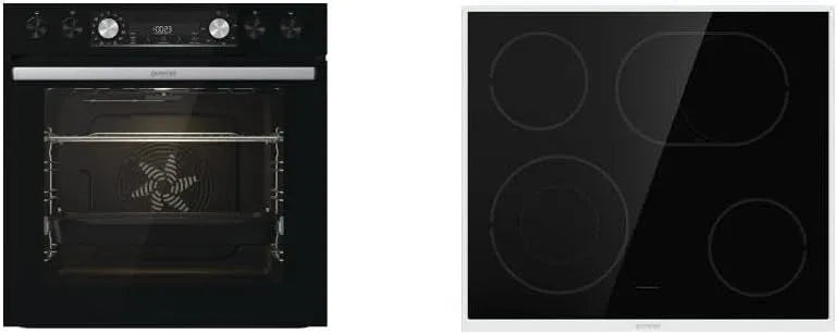 Gorenje, Sety sporáku a trouby, built- in sporák set černá Set 4 se skleněnou keramickou varnou nástavbou, horký, Černá, 77 l, 5 x 59, 5 x 56